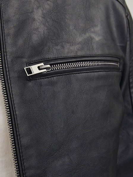 Jack & Jones JJEDYLAN črna moska usnjenkova jakna