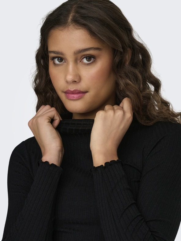 Jacqueline de Yong Majica z dolgimi rokavi FRANSISKA crna