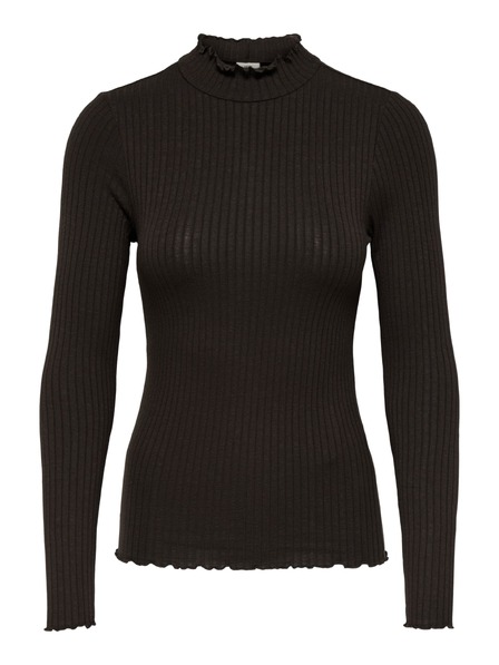 Jacqueline de Yong Majica z dolgimi rokavi FRANSISKA black coffee
