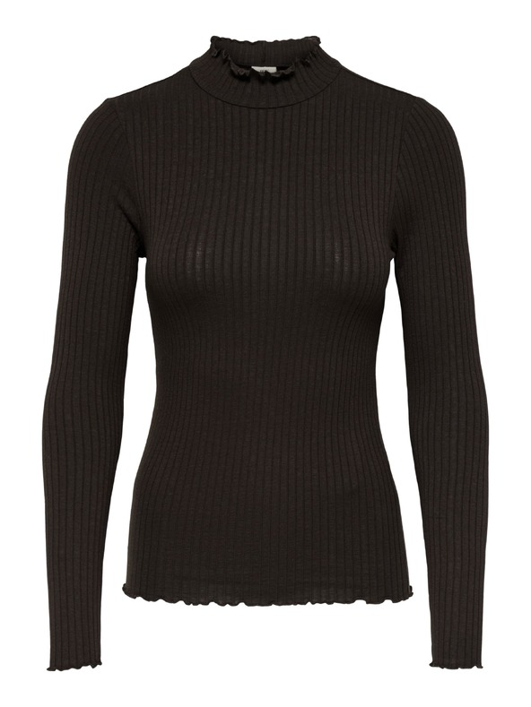 Jacqueline de Yong Majica z dolgimi rokavi FRANSISKA black coffee