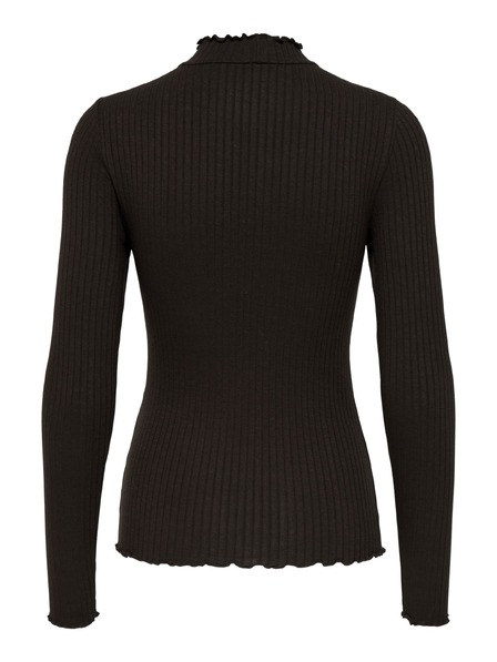 Jacqueline de Yong Majica z dolgimi rokavi FRANSISKA black coffee