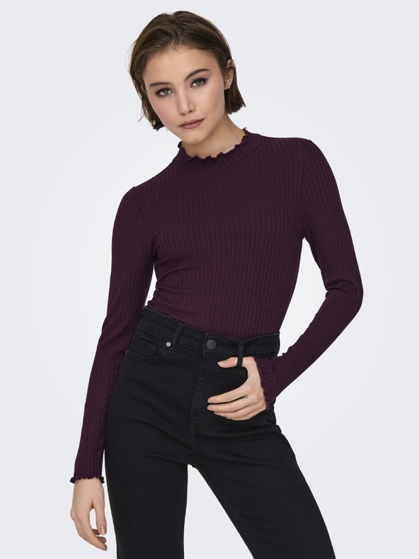Jacqueline de Yong Majica z dolgimi rokavi FRANSISKA vinska