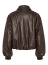 Pieces Temno rjav usnjeni bomber LARA