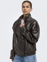 Jacqueline de Yong Temno rjav usnjen bomber RAYE