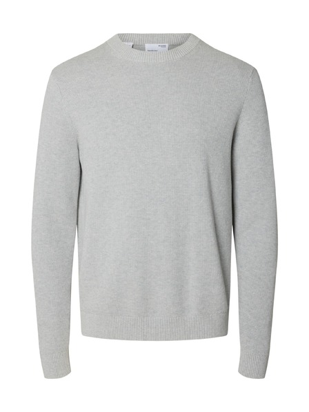 SELECTED Moški strukturiran pulover light grey