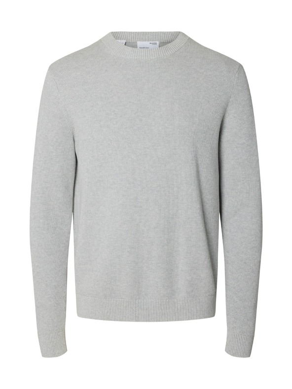 SELECTED Moški strukturiran pulover light grey