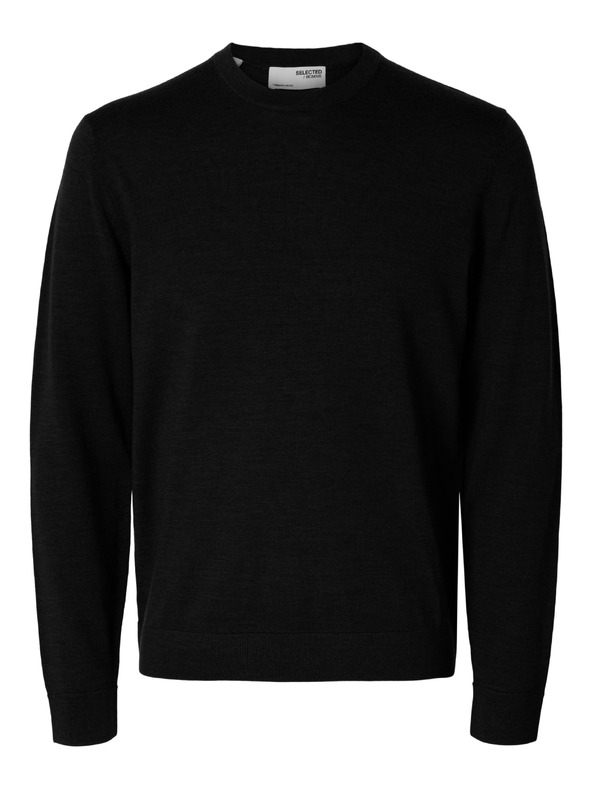 SELECTED Moški merino pulover črn