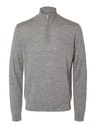 SELECTED Moški pulover s zipom pri vratu grey melange