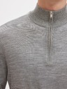 SELECTED Moški pulover s zipom pri vratu grey melange