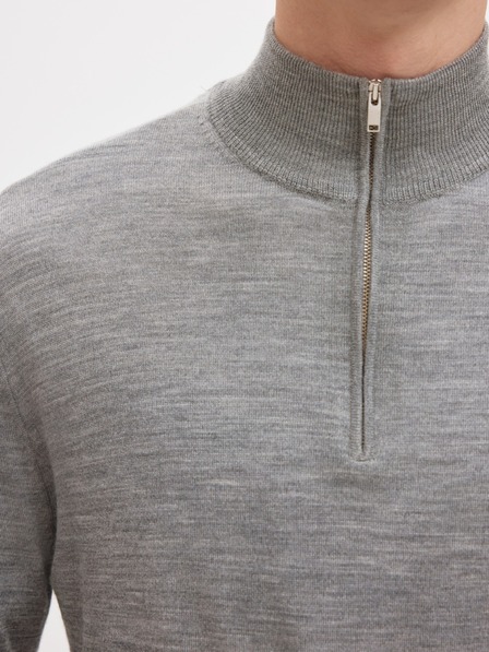 SELECTED Moški pulover s zipom pri vratu grey melange