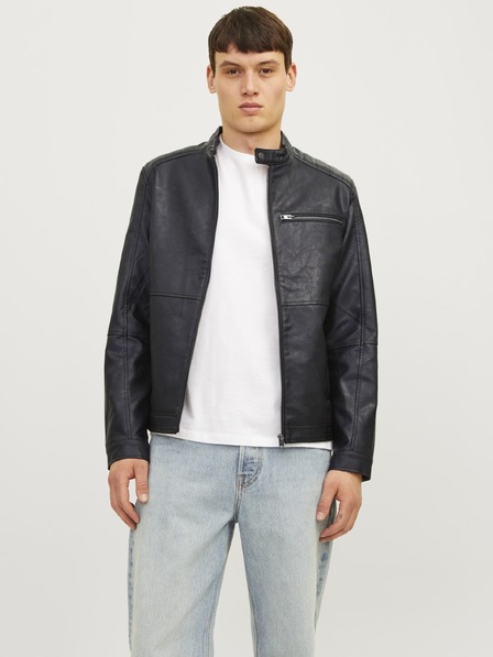 Jack & Jones JJEDYLAN črna moska usnjenkova jakna