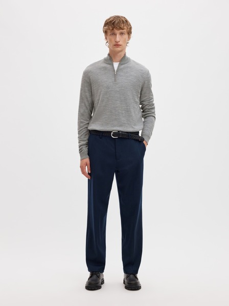 SELECTED Moški pulover s zipom pri vratu grey melange