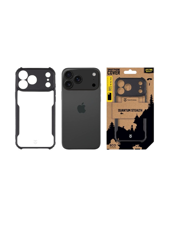 Tactical Tactical Quantum Stealth Zaščita za Apple iPhone 18 Pro Max Clear/Black