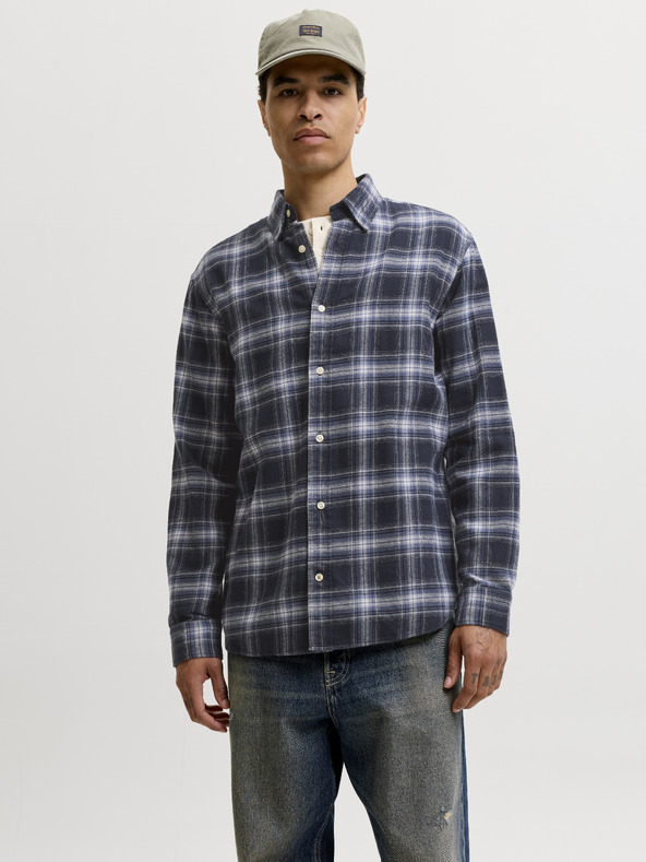 Jack & Jones Flanelna kostkasta moška srajca navy