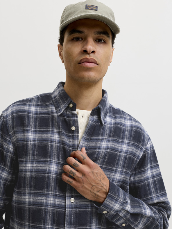 Jack & Jones Flanelna kostkasta moška srajca navy