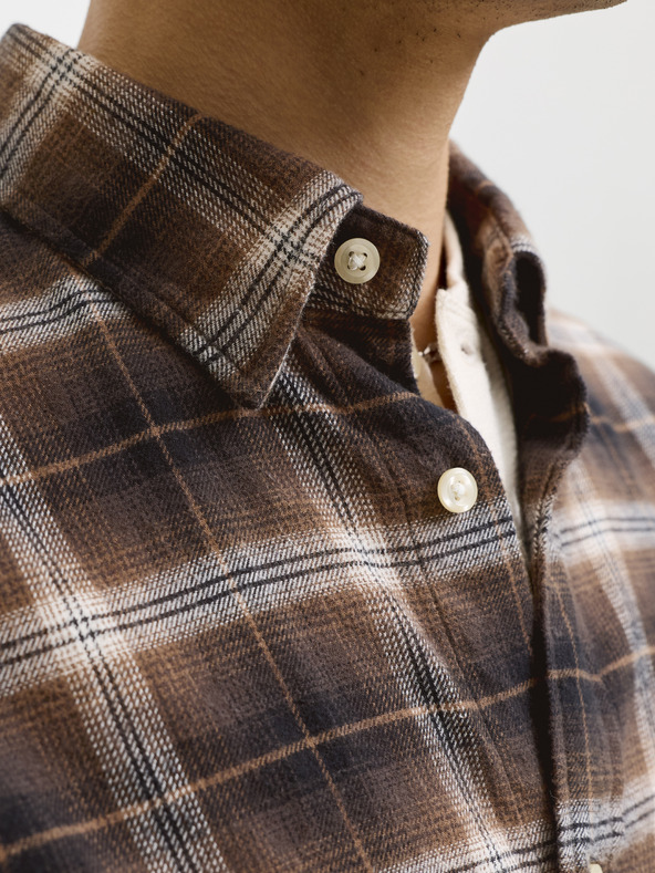 Jack & Jones Flanelna kostkasta moška srajca rjava