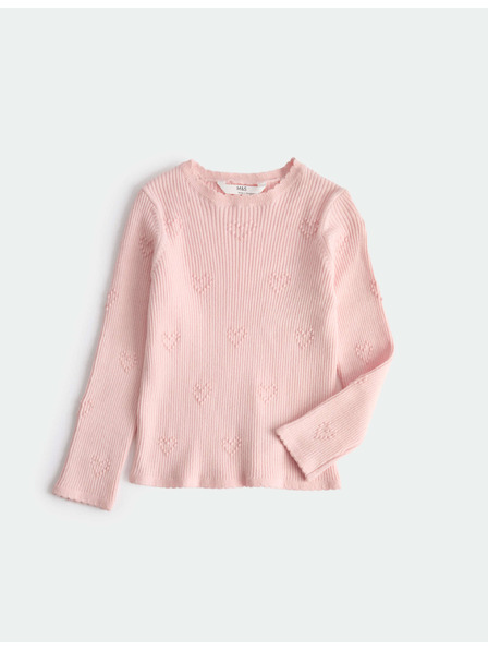 Marks & Spencer Pletena majica s teksturo srca (2–10 let) Marks & Spencer roza
