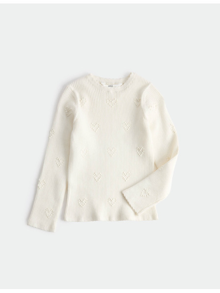 Marks & Spencer Pletena majica s teksturo srca (2–10 let) Marks & Spencer smetanova