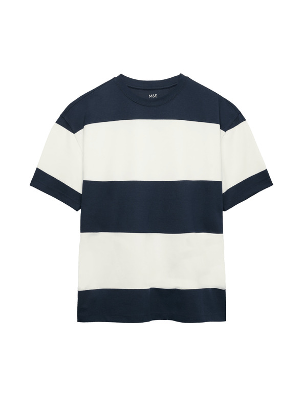 Marks & Spencer Premijumske nadmernih prugastih majic Marks & Spencer mornarsko modra