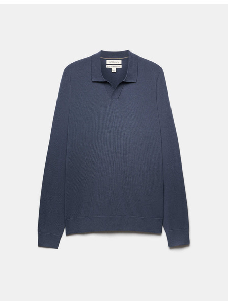 Marks & Spencer Pletena polo majica iz čiste zelo fine merino volne Marks & Spencer mornarsko modra